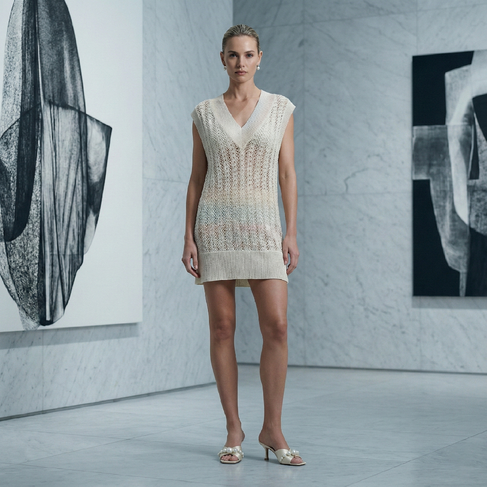 纸艺流光镂空背心 幻彩光感纸纱技术  YX955